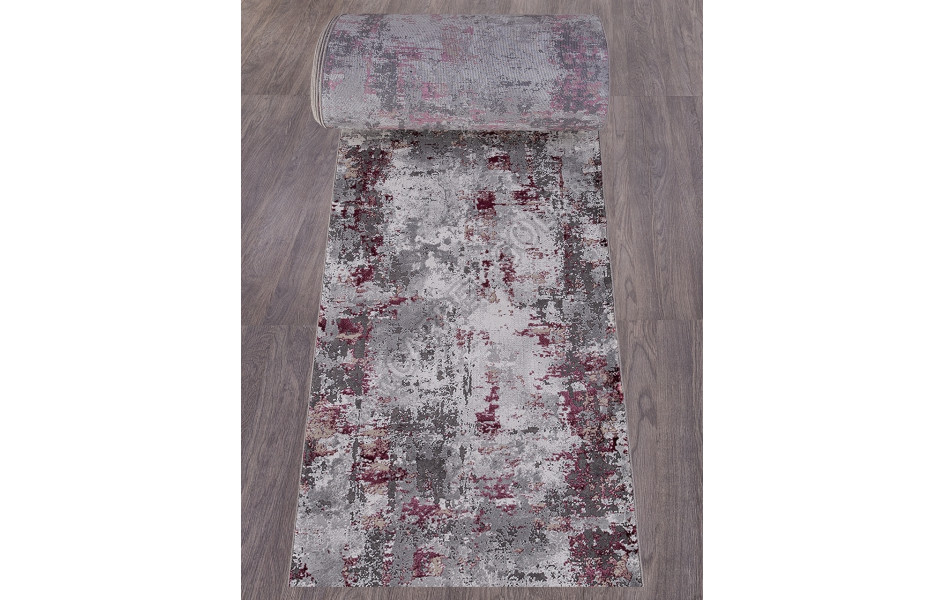Турецкая ковровая дорожка 23319 - 950 GREY / PURPLE - коллекция GRAND